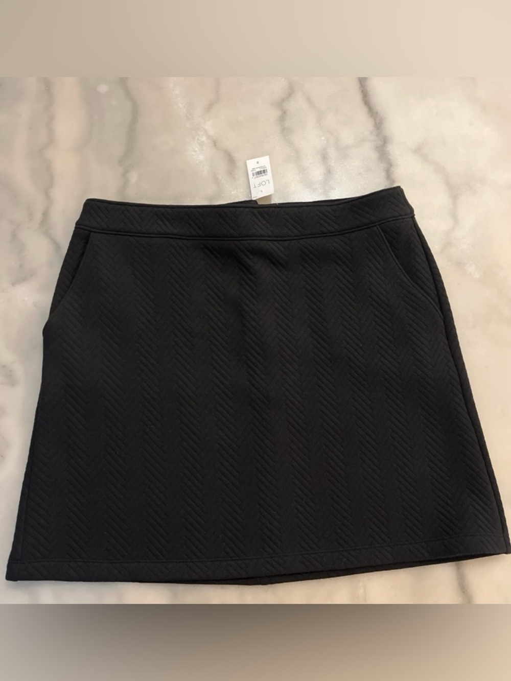 LOFT Black Chevron-Textured Mini Skirt